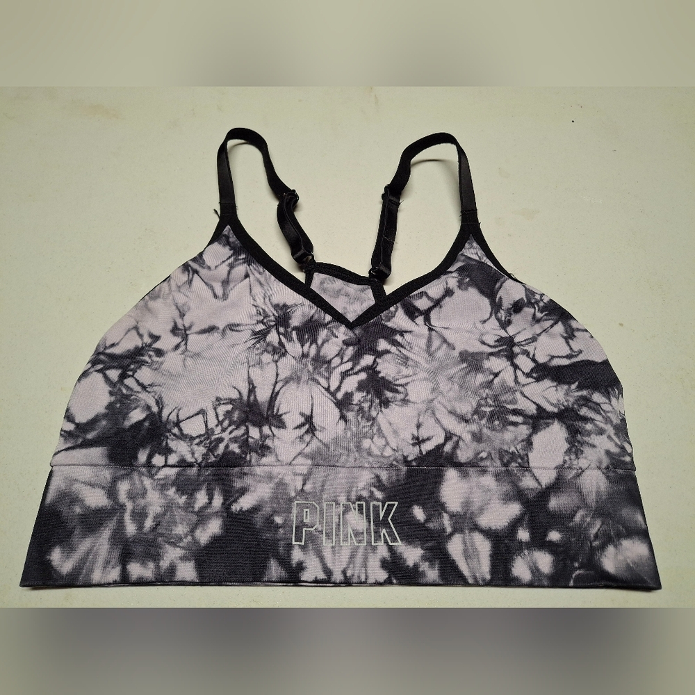 PINK Victoria's Secret Purple and Black Sports Bra with Racerback